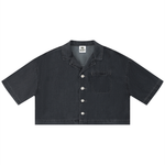 HIGH SOCIETY Women's Vintage Wash Boxy Cropped Shirt