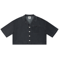 HIGH SOCIETY Women's Vintage Wash Boxy Cropped Shirt