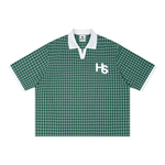 Boxy Plaid Color Block Polo Shirt