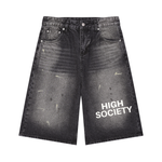 HIGH SOCIETY Wide Leg Denim Shorts