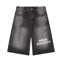 HIGH SOCIETY Wide Leg Denim Shorts