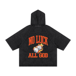 NO LUCK All God Hooded Boxy T-Shirt